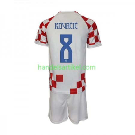 Kroatien Kovacic 8 Kinder Heim Trikotsatz World Cup 2022 Kurzarm (+ Kurze Hosen)